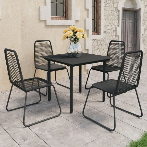 vidaXL 5 Piece Garden Dining Set PVC Rattan Black