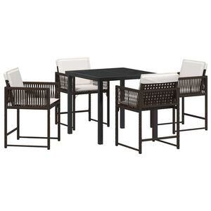 vidaXL Garden Dining Set 5 pcs Brown Poly Rattan