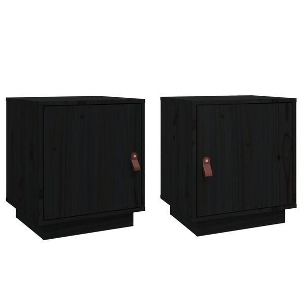 vidaXL Bedside Cabinets 2 pcs Black 40x34x45 cm Solid Wood Pine