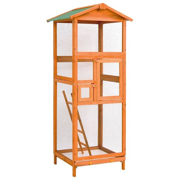 vidaXL Bird Cage 68x62x166 cm Solid Firwood