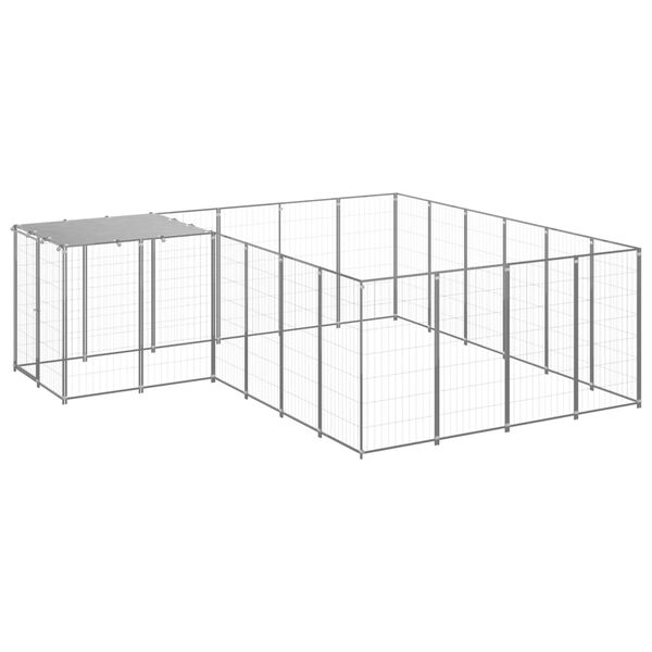 vidaXL Dog Kennel Silver 8.47 m² Steel