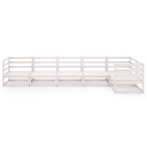 vidaXL 6 Piece Garden Lounge Set White Solid Pinewood