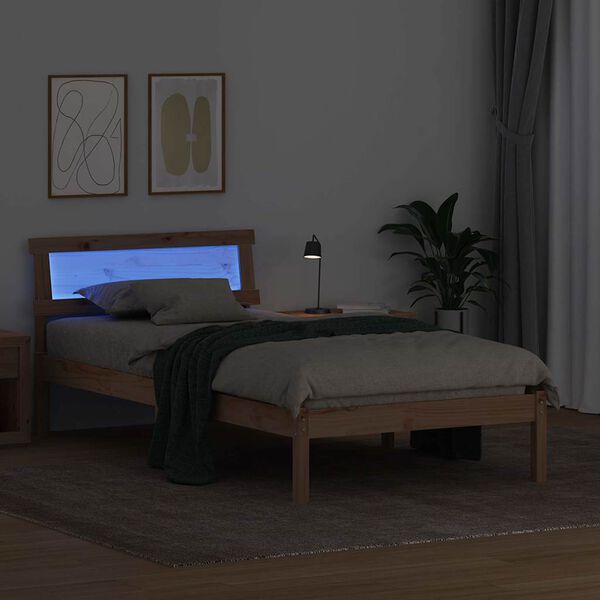vidaXL Bed Frame with Headboard Brown 80 x 200 cm Solid Pine Wood