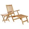 vidaXL Folding Deck Chair with Table Natural Solid Teak Wood