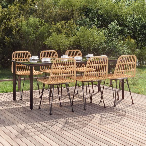 vidaXL 7 Piece Garden Dining Set Poly Rattan