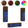 vidaXL 6 Piece TV Wall Units with LED Brown Oak Engineered Wood