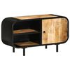 vidaXL Tv Cabinet | Black, Natural Wood | Rough Mango Wood, Iron | Medium