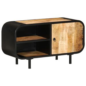 vidaXL Tv Cabinet | Black, Natural Wood | Rough Mango Wood, Iron | Medium