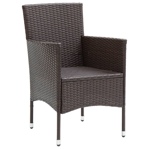 vidaXL Garden Dining Chairs 2 pcs Poly Rattan Brown