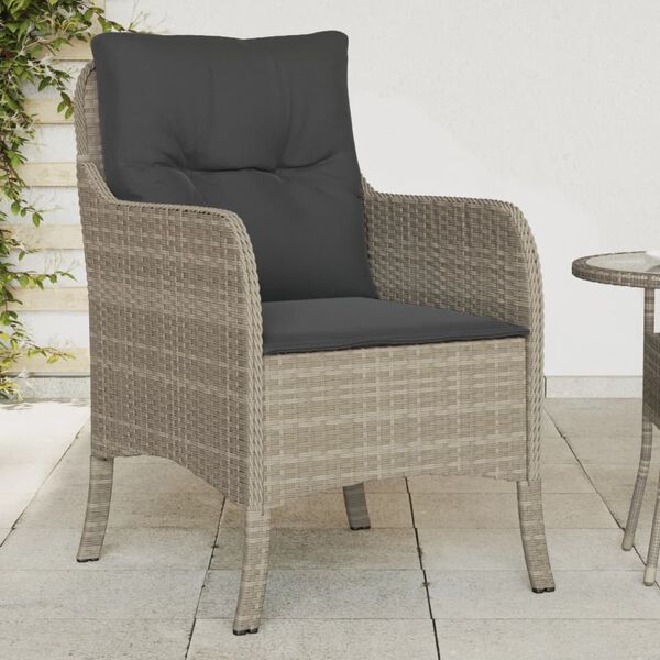 vidaXL Garden Chairs with Cushions 2 pcs Light Grey Poly Rattan
