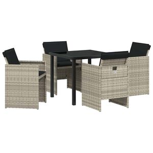 vidaXL Garden Dining Set 5 pcs Light Grey Poly Rattan