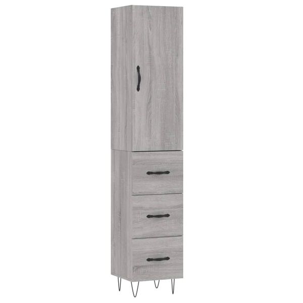 vidaXL Highboard Grey Sonoma 34.5x34x180 cm Engineered Wood