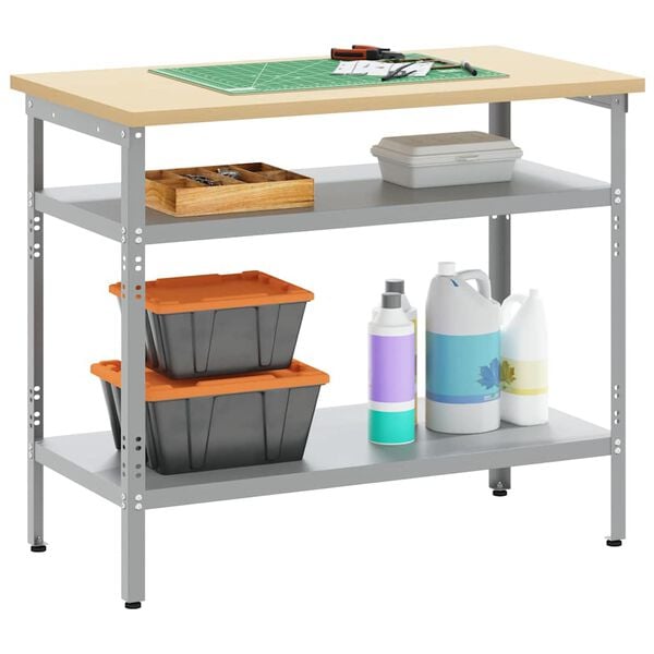 vidaXL Work Table Grey 100 x 55 x 85 cm Steel and Engineered Wood
