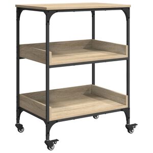 vidaXL Kitchen Trolley Sonoma Oak 60 x 41 x 80.5 cm Engineered Wood
