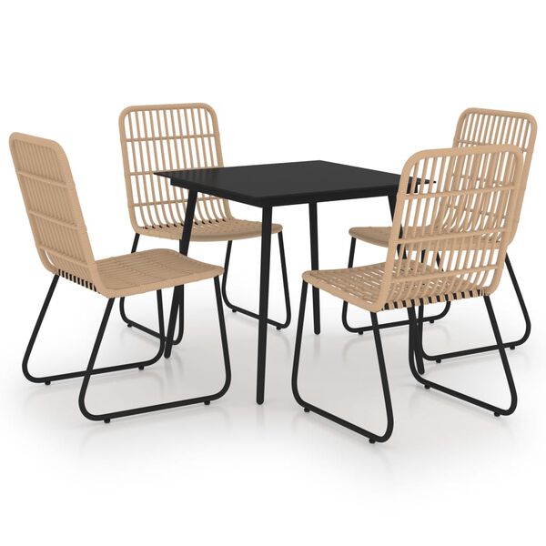 vidaXL 5 Piece Outdoor Dining Set Poly Rattan and Glass