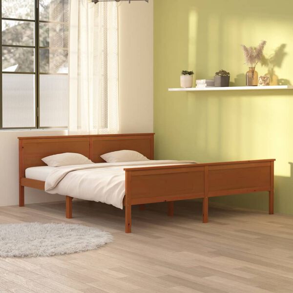 vidaXL Bed Frame without Mattress Honey Brown Solid Wood Pine 180x200cm