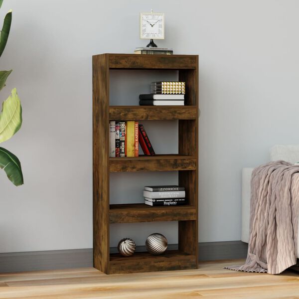 vidaXL Book Cabinet/Room Divider Smoked Oak 60x30x135 cm Engineered Wood