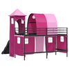 vidaXL Kids'Loft Bed Frame Black and Pink 90 x 190 cm Metal