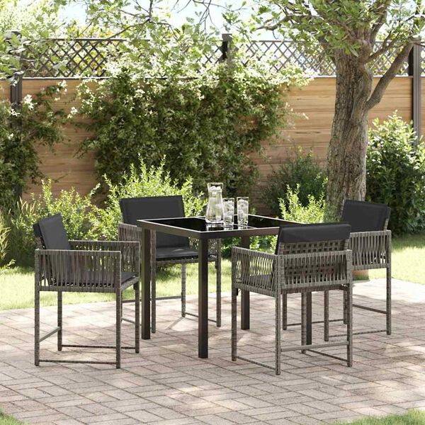 vidaXL Garden Dining Set 5 pcs Grey Poly Rattan