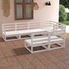 vidaXL 7 Piece Garden Lounge Set White Solid Pinewood