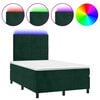 vidaXL Box Spring Bed with Mattress&LED Dark Green 120x200 cm Velvet