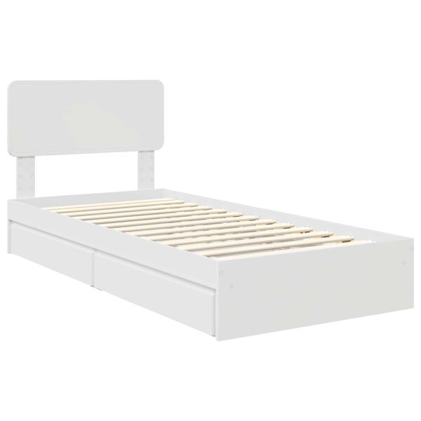 vidaXL Storage Bed with Headboard White 90 x 200 cm Engineered Wood