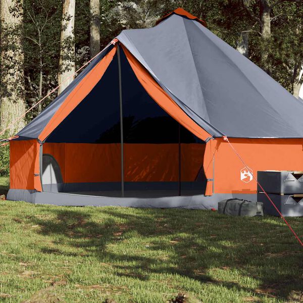 vidaXL Family Tent Tipi 8-Person Grey and Orange Waterproof