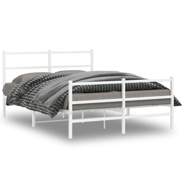 vidaXL Metal Bed Frame without Mattress with Footboard&nbsp;White 140x200cm