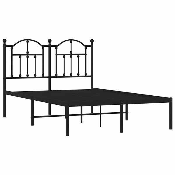 vidaXL Metal Bed Frame without Mattress with Headboard Black 120x200cm