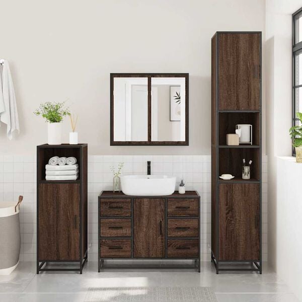 vidaXL Bathroom Sink Cabinet Brown Oak 80x33x60 cm Engineered Wood