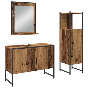 vidaXL Bathroom Furniture Set with Shelf 3 pcs Brown Engineered wood