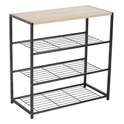 Rousseau Shoe Rack Toby with 3 Shelves Metal Grey