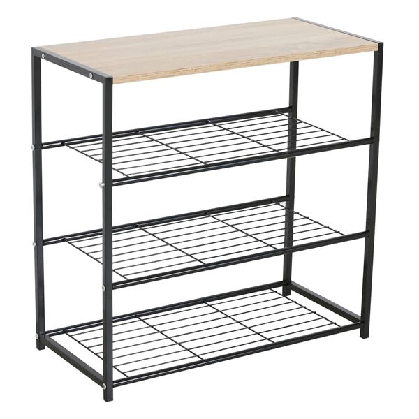 Rousseau Shoe Rack Toby with 3 Shelves Metal Grey