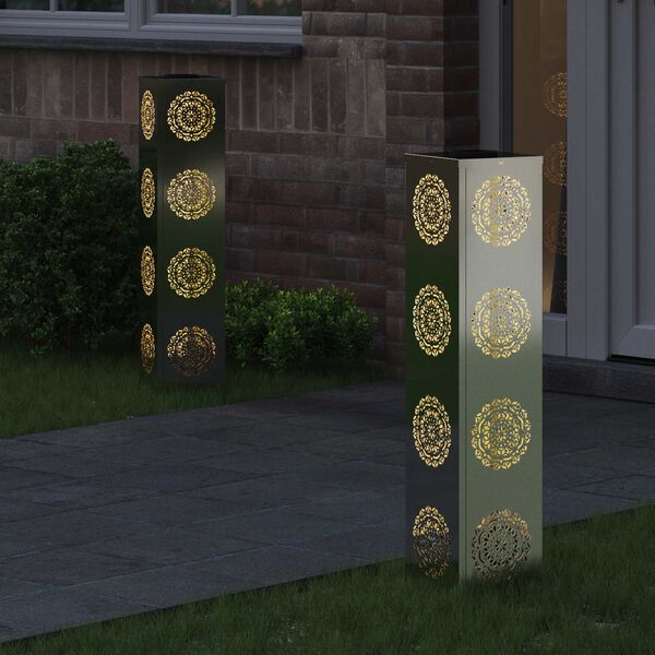 vidaXL Solar LED Pathway Light 2 pcs Silver Galvanized Steel