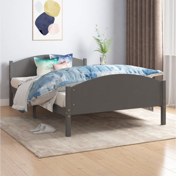 vidaXL Bed Frame without Mattress Dark Grey Solid Pine Wood 120x200cm