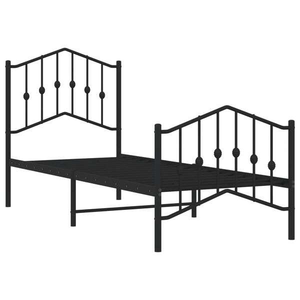 vidaXL Metal Bed Frame without Mattress with Footboard&nbsp;Black 75x190cm