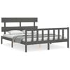 vidaXL Bed Frame without Mattress Grey King Size Solid Wood Pine