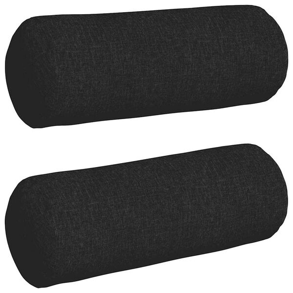 vidaXL Bolster Pillows 2 pcs Black Ø 25 x 70 cm Fabric