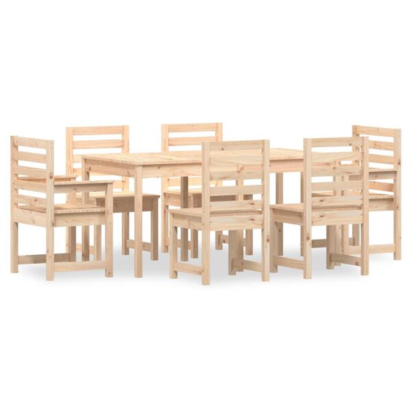 vidaXL 7 Piece Garden Dining Set Solid Wood Pine