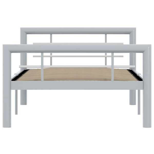 vidaXL Bed Frame without Mattress Grey and White Metal 90x200 cm