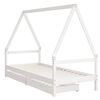vidaXL Kids Bed Frame with Drawers White 90x200 cm Solid Wood Pine