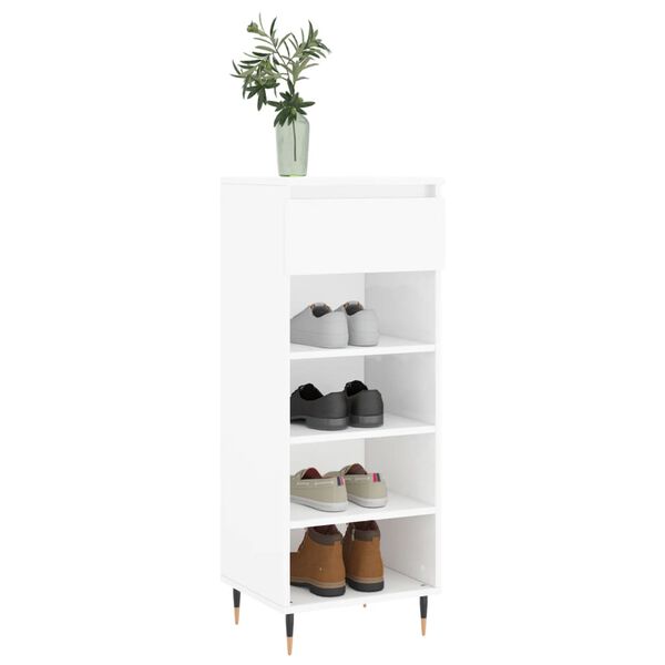 vidaXL Shoe Cabinet High Gloss White 40x36x105 cm Engineered Wood
