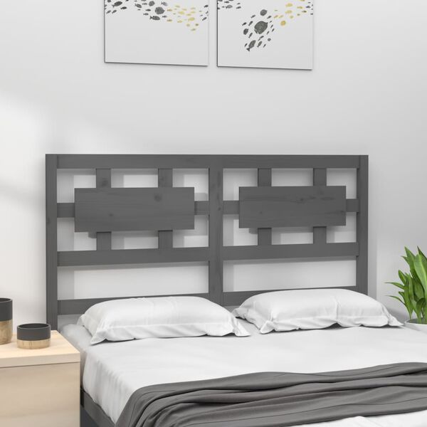 vidaXL Bed Headboard Grey 125.5x4x100 cm Solid Wood Pine