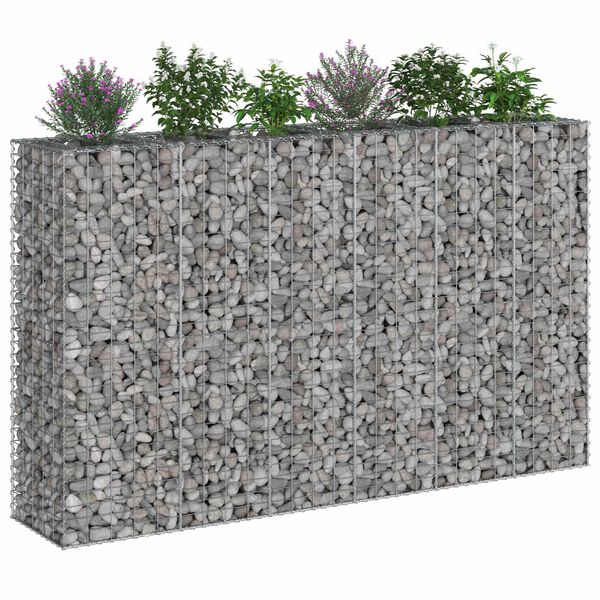 vidaXL Gabion Raised Bed 3 pcs Silver 250 x 50 x 150 cm