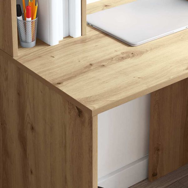 vidaXL Desk with Shelf Artisan Oak 91 x 50 x 149 cm Engineered Wood