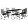 vidaXL 7 Piece Garden Dining Set Black PVC Rattan