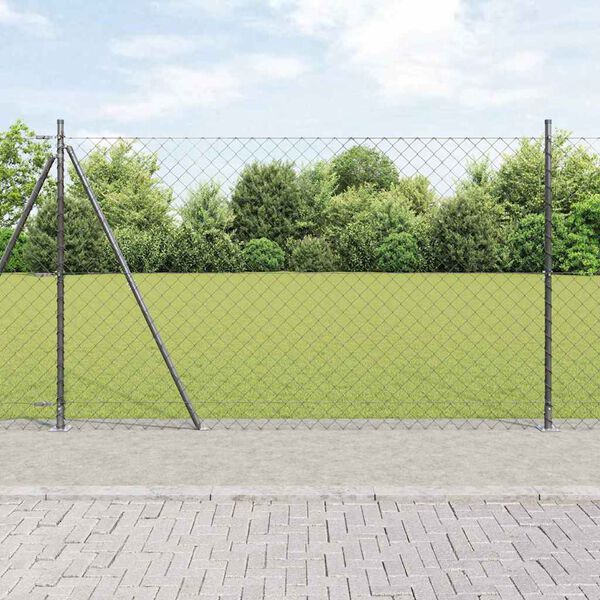 vidaXL Fence Post Grey 10 x 1.6 m (60 x 60 mm mesh) Steel and PVC