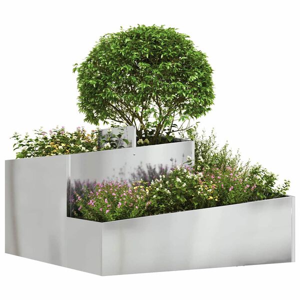 vidaXL Garden Planter Silver 80 x 80 x 50 cm Galvanised Steel