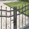 vidaXL Fence Gate with Spear Top with Lock Grey 305 x 100 cm Steel