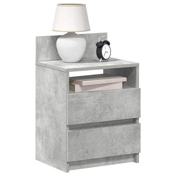 vidaXL Bedside Cabinet with 2 Drawers Concrete Grey 40x33x60 cm